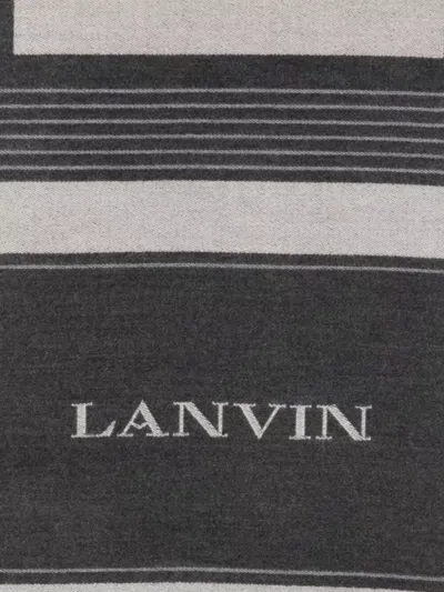 Lanvin Two-tone Rectangular Scarf Fringed Edges In Multi