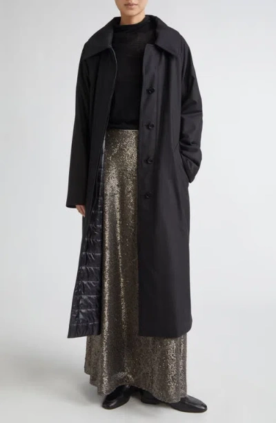 Herno Maxi Skirt With All-over Sequins In Gray
