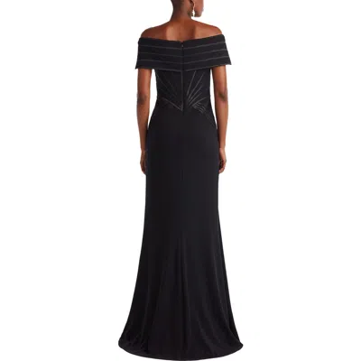 Tadashi Shoji Off The Shoulder Corset Bodice Gown In Black