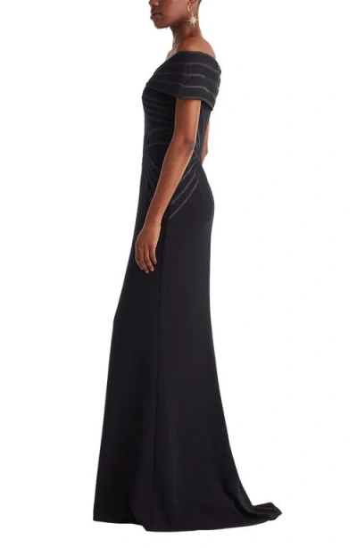 Tadashi Shoji Off The Shoulder Corset Bodice Gown In Black