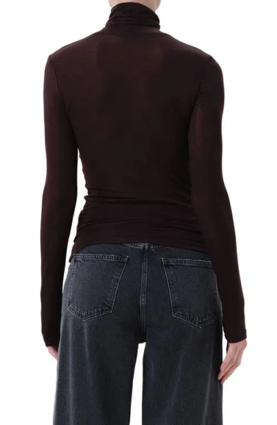 Agolde Pascale Jersey Turtleneck Top In Brown