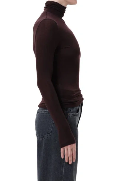 Agolde Pascale Jersey Turtleneck Top In Brown