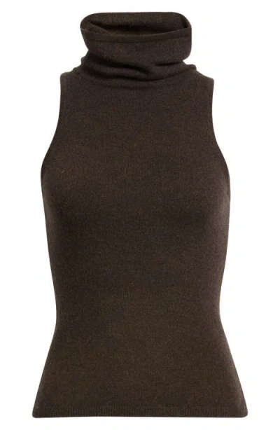 Reformation Marcy Sleeveless Cashmere Turtleneck Sweater In Brown
