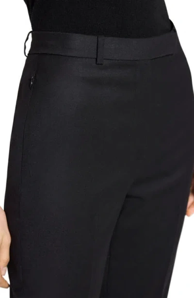Theory High Waist Taper Leg Virign Wool Pants In Black