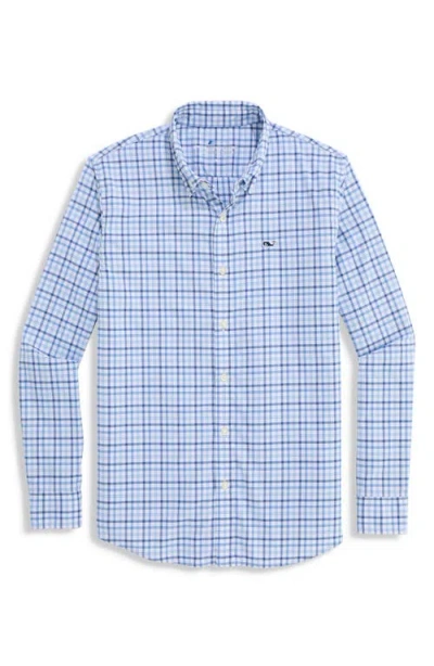 Vineyard Vines Kids' Forepeak Plaid Performance Button-down Shirt In Blue