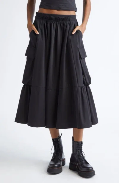 R13 Gathered Cargo Midi Skirt In Black