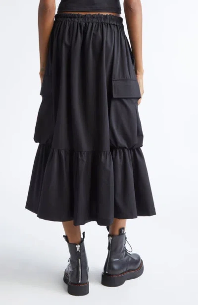 R13 Gathered Cargo Midi Skirt In Black