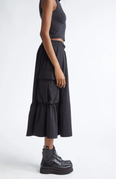 R13 Gathered Cargo Midi Skirt In Black
