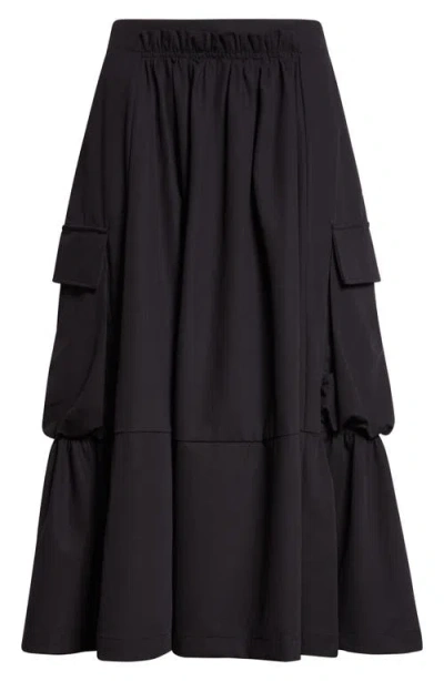 R13 Gathered Cargo Midi Skirt In Black
