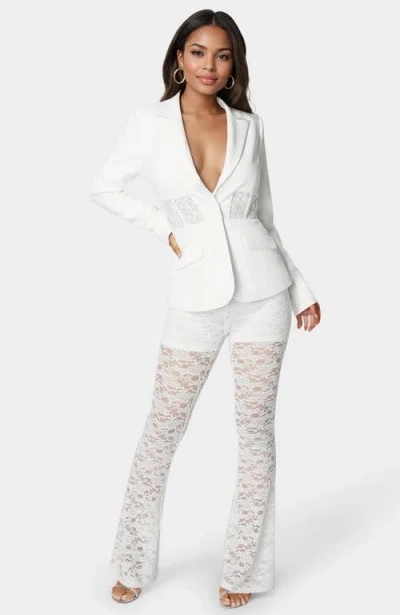 Bebe Tailored Lace Combo Blazer In White