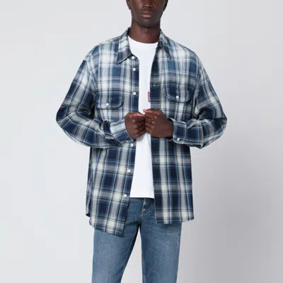 Dsquared2 Checked Pattern Shirt With Pockets And Collar In Blue