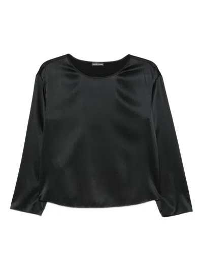 Emporio Armani Silk Top In Black