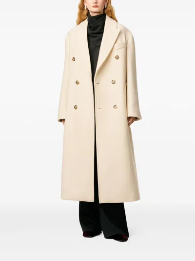 Ami Alexandre Mattiussi Ami Paris Women Long Double-breasted Coat In Neutral