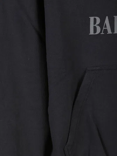 Balenciaga Black Hoodie With Fixed Hood And Logo Lettering On The Front In Cotton Man In Blue