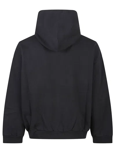 Balenciaga Black Hoodie With Fixed Hood And Logo Lettering On The Front In Cotton Man In Blue