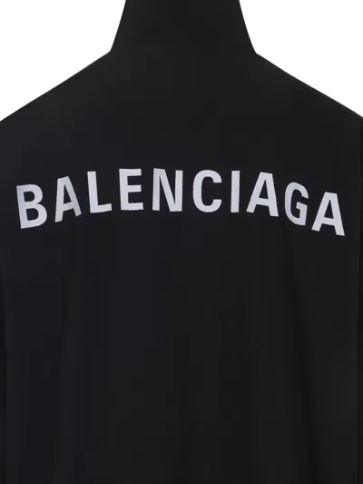 Balenciaga Men Black High Neck Sweatshirt With Logo Lettering On Front And Rear In Tech Fabric Man