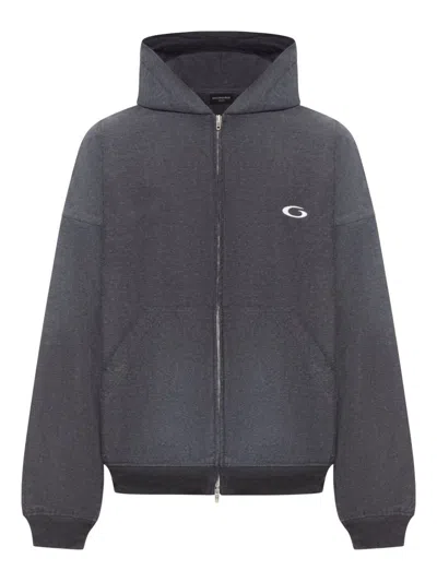 Balenciaga Men Grey Sweatshirt With Fixed Hood And Logo Detail On The Front In Cotton Man In Gray