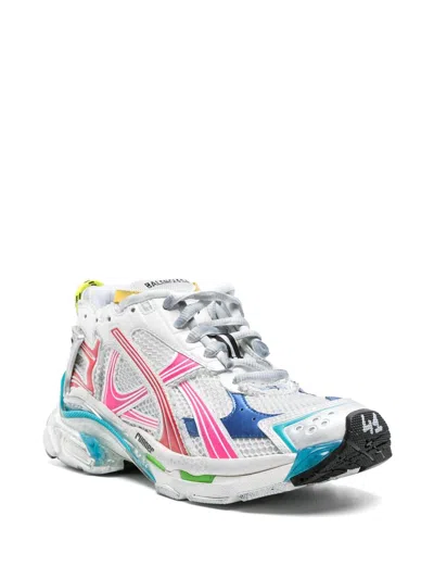 Balenciaga Mesh And Nylon Multicolor Worn-out Effect Runner Sneakers Shoes In Multi