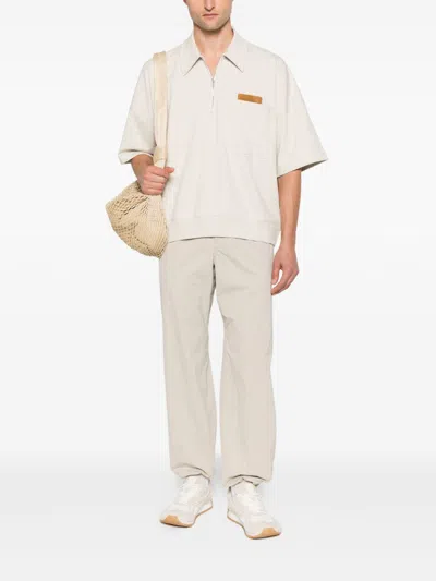 Bottega Veneta Polo In Cotone Sabbia Melangè  Uomo In Gray