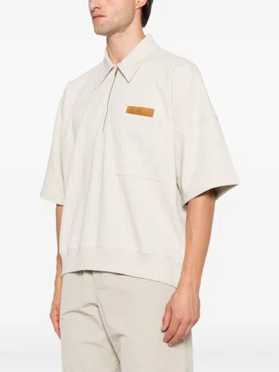 Bottega Veneta Polo In Cotone Sabbia Melangè  Uomo In Gray