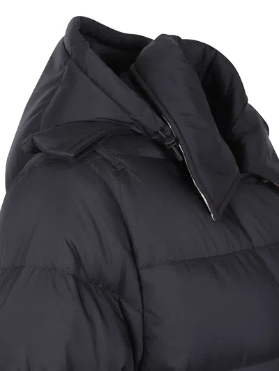 Burberry Black Double-breasted Padded Coat With Belt Women In Blue