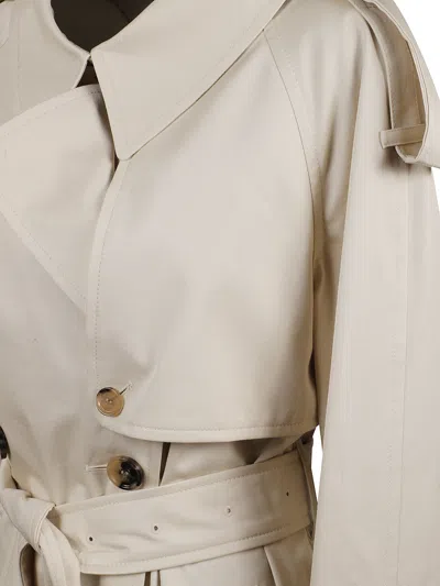 Burberry Light Beige Cotton Fitzrovia Trench Coat Women In Neutral