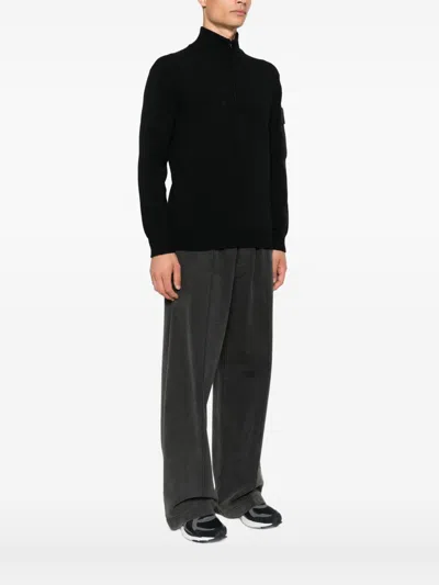 C.p. Company Half-zip Sweater In Black