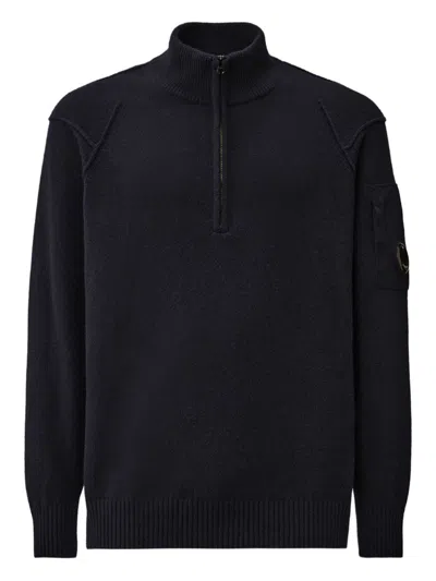 C.p. Company Wool Blend Cardigan In Blue