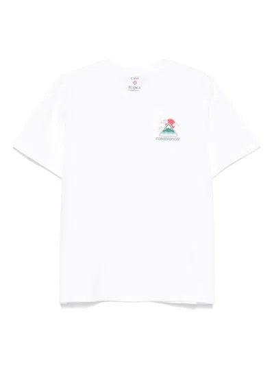 Casablanca Montagne Ondulée Logo-print Cotton-jersey T-shirt In White