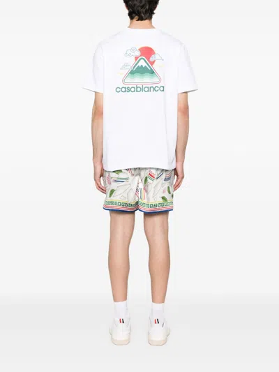 Casablanca Montagne Ondulée Logo-print Cotton-jersey T-shirt In White