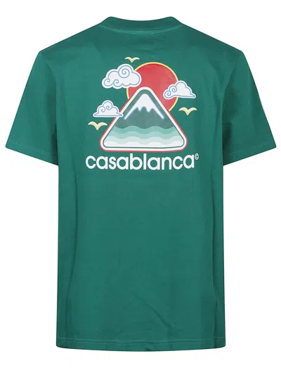 Casablanca Montagne Ondulee Crewneck T-shirt In Green