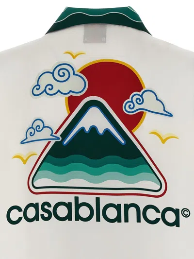 Casablanca Silk Short-sleeved Shirt With Wave In Multi