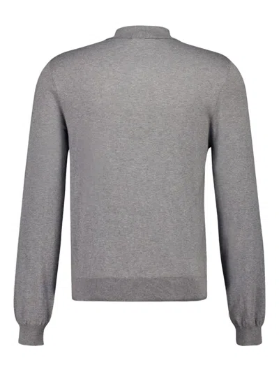 Celine Men Cotton Polo Shirt With Triomphe Detail In Gray