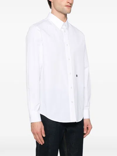 Celine Logo Logo Long-sleeved Shirt In White