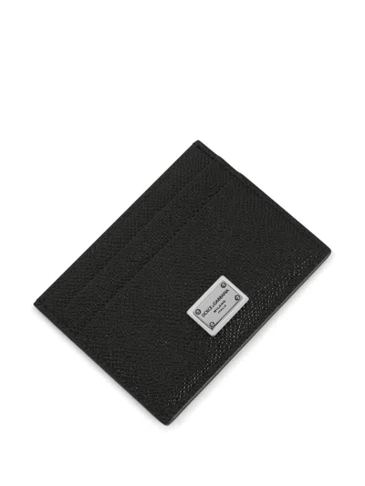 Dolce & Gabbana Men Black Card-holder With Quilted Logo In Leather Man