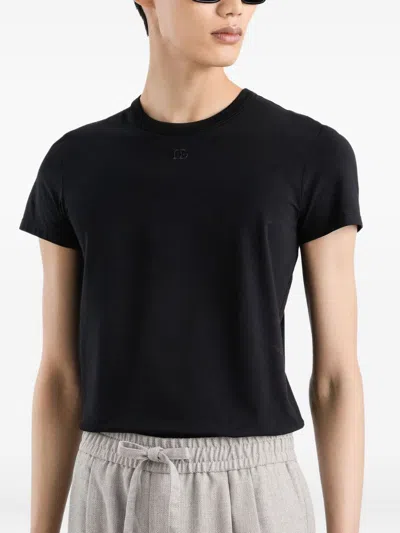 Dolce & Gabbana Embroidered Basic Short-sleeved T-shirt In Black