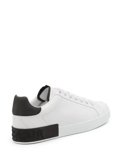 Dolce & Gabbana Portifano Panelled Leather Sneakers In White