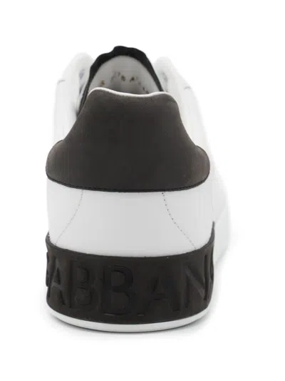 Dolce & Gabbana Portifano Panelled Leather Sneakers In White