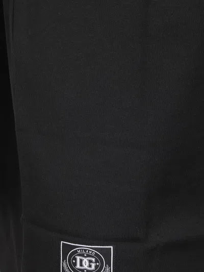 Dolce & Gabbana Men Cotton T-shirt With Embossed Logo Embroidery In Black