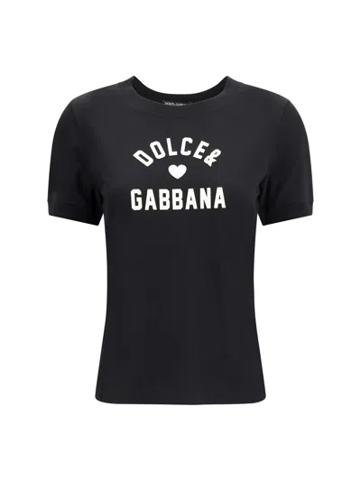 Dolce & Gabbana Black Cotton Logo T-shirt In Black
