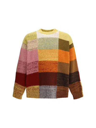 Dries Van Noten Marti Crew Neck Knite With Check Motif Knitwear Multicolor In Multi