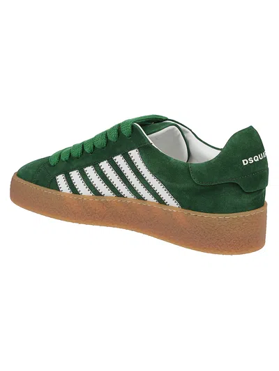 Dsquared2 Textured Green Sneakers With Retro Patch And Chunky Sole In Green