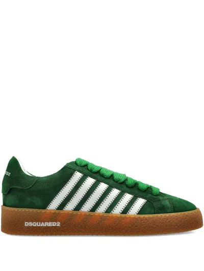 Dsquared2 Textured Green Sneakers With Retro Patch And Chunky Sole In Green