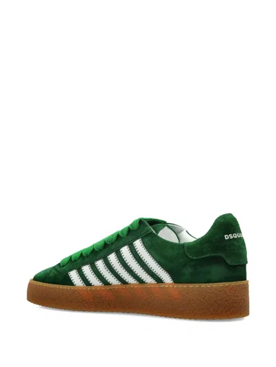 Dsquared2 Textured Green Sneakers With Retro Patch And Chunky Sole In Green