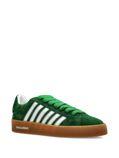 Dsquared2 Textured Green Sneakers With Retro Patch And Chunky Sole In Green
