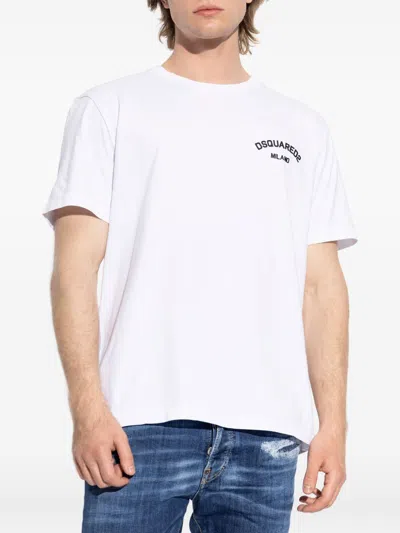 Dsquared2 White Cotton Short Sleeve T-shirts In White