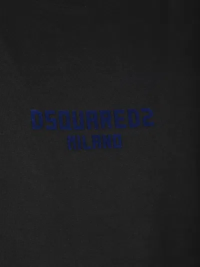 Dsquared2 Men Black Crewneck T-shirt With Logo Lettering On The Front In Cotton Man In Black