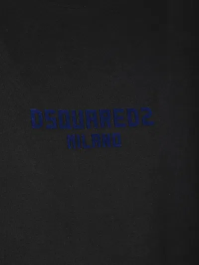 Dsquared2 Men Black Crewneck T-shirt With Logo Lettering On The Front In Cotton Man In Black