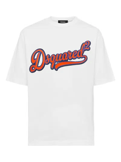Dsquared2 Loose Fit Cotton Logo T-shirt In White