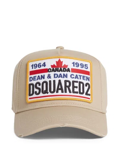 Dsquared2 Beige Structured Cap With Logo Patch In Brown